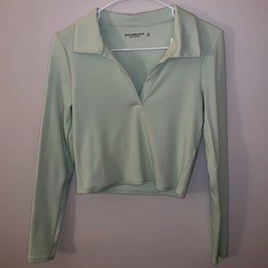 Long sleeve ribbed polo crop